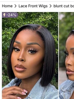 Luvme Sleek Blunt Cut Lace Front Wig - Black